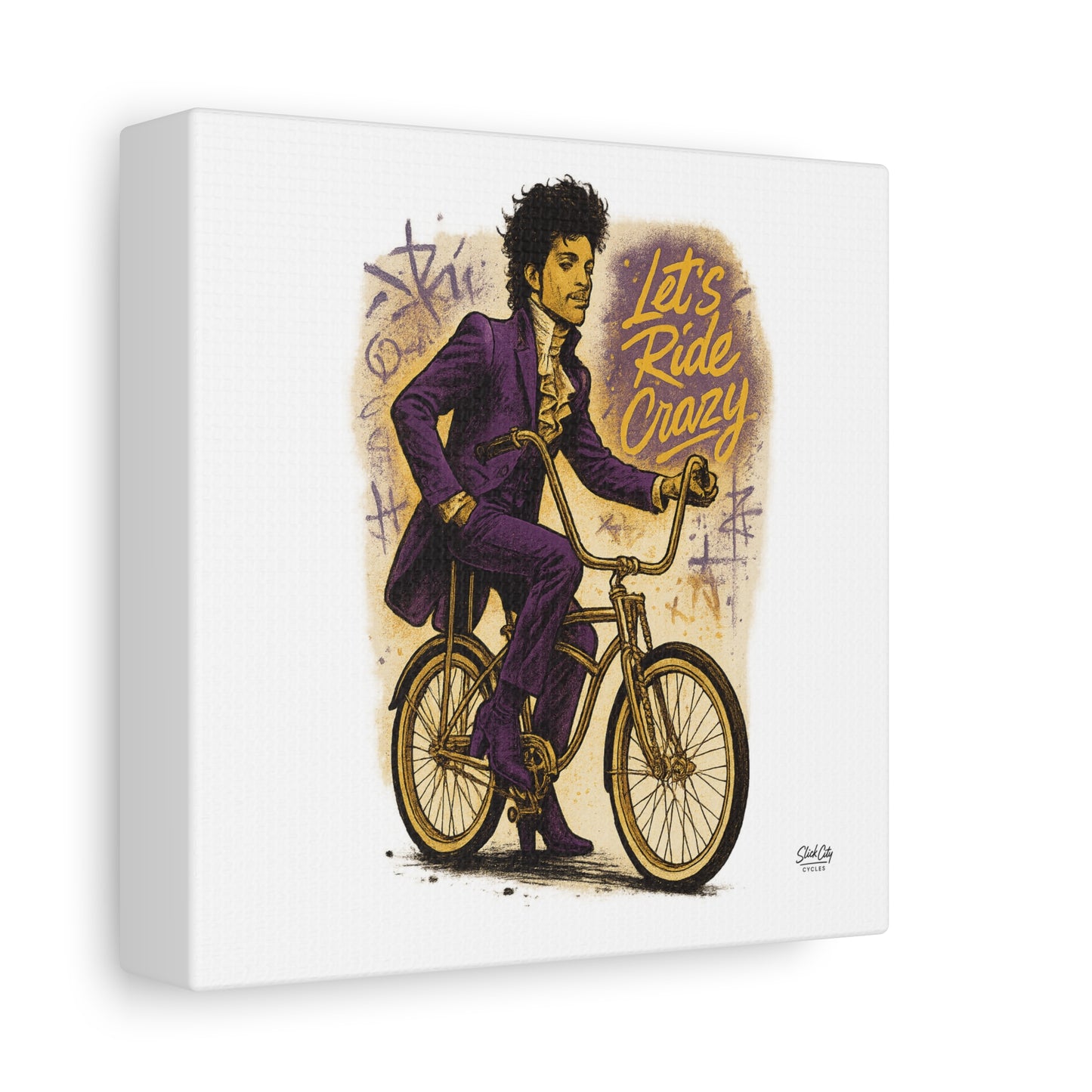 The Ride Formerly Known As – Funky Lowrider Bike Wall Art | Purple Pop Street Poster | Retro Urban Decor