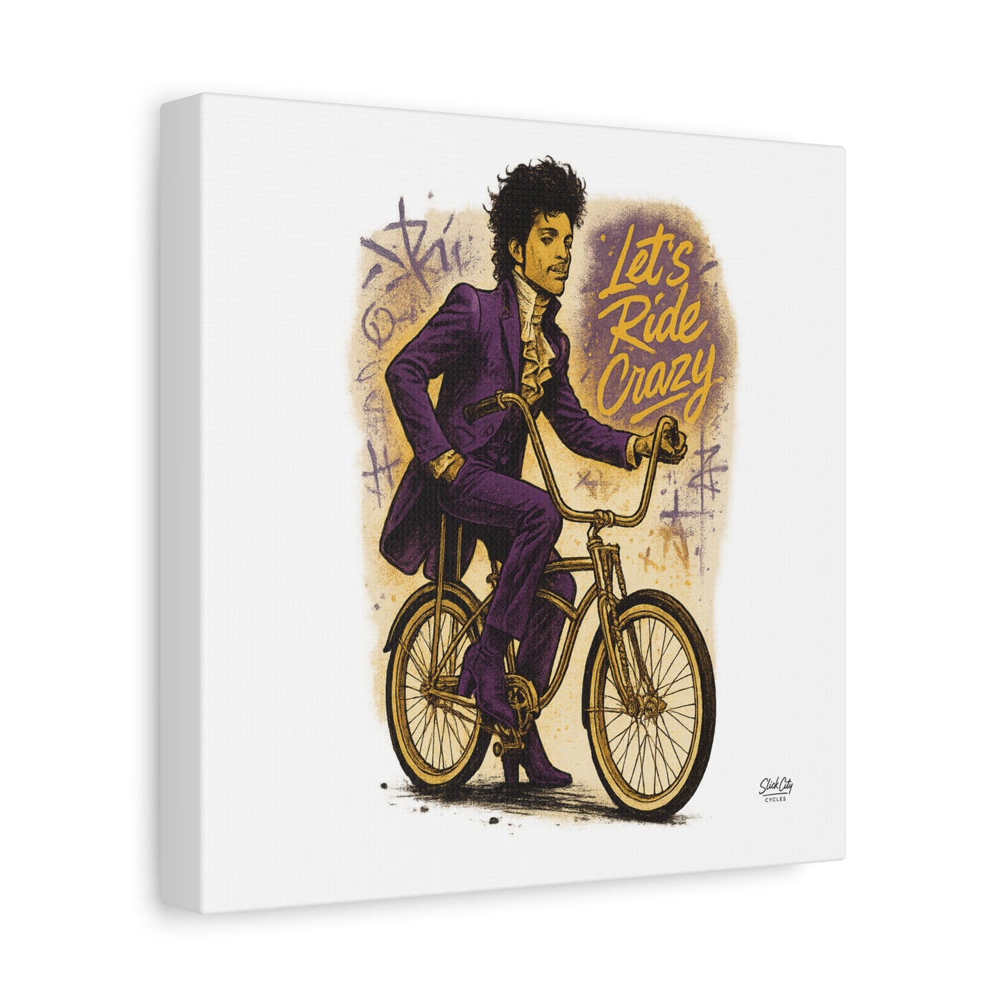 The Ride Formerly Known As – Funky Lowrider Bike Wall Art | Purple Pop Street Poster | Retro Urban Decor