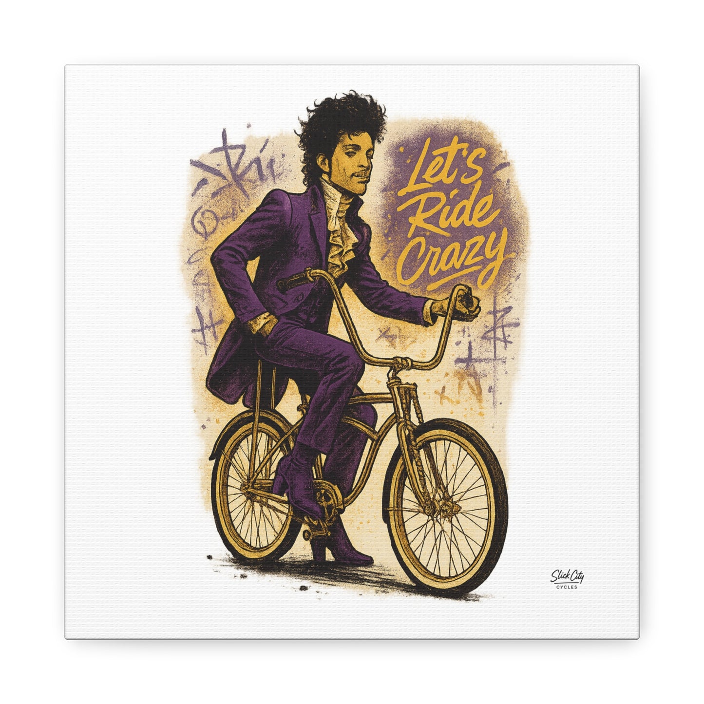 The Ride Formerly Known As – Funky Lowrider Bike Wall Art | Purple Pop Street Poster | Retro Urban Decor