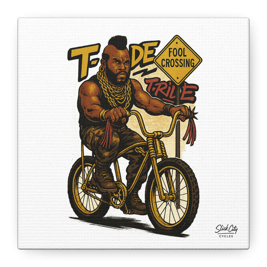 Pity the Pedals – Gold Chopper Bicycle Street Poster | Comic-Inspired 80s Pop Wall Art